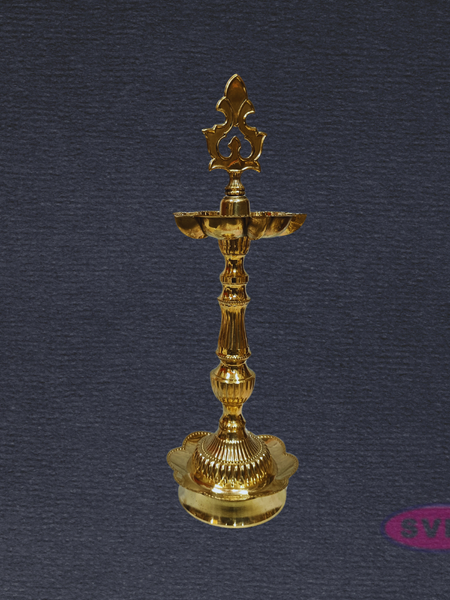 Handcrafted Brass Kuthu Vilakku with Lotus Base – Height 14 Inches