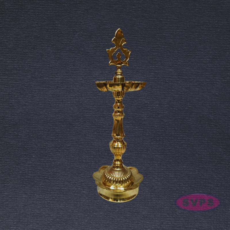 Handcrafted Brass Kuthu Vilakku with Lotus Base – Height 14 Inches