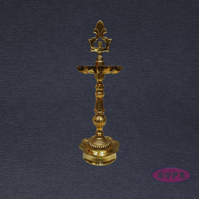 Handcrafted Brass Kuthu Vilakku with Lotus Base – Height 14 Inches