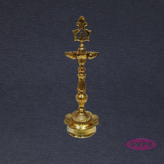 Handcrafted Brass Kuthu Vilakku with Lotus Base – Height 14 Inches