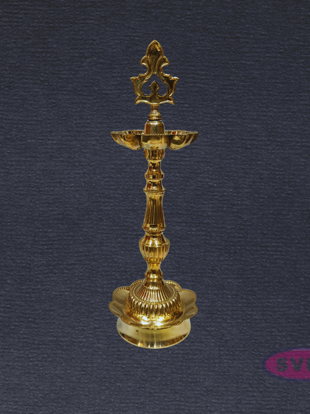 Handcrafted Brass Kuthu Vilakku with Lotus Base – Height 14 Inches