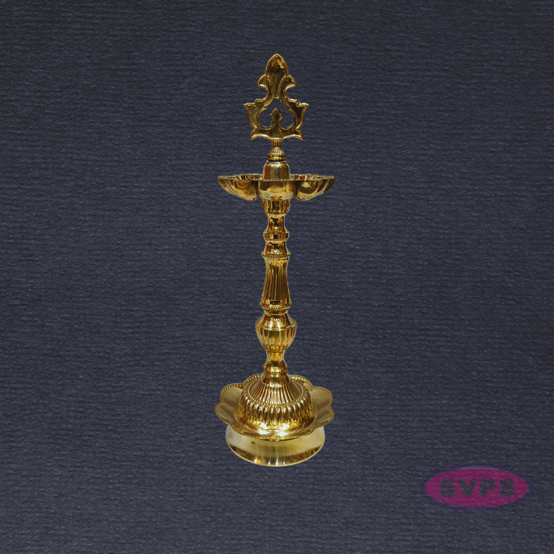 Handcrafted Brass Kuthu Vilakku with Lotus Base – Height 14 Inches