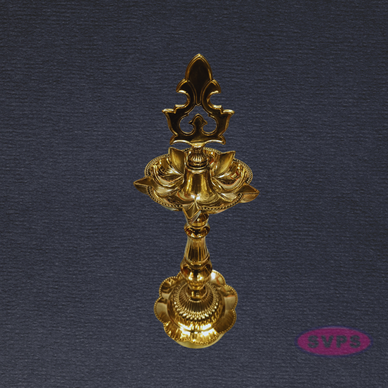 Handcrafted Brass Kuthu Vilakku with Lotus Base – Height 14 Inches
