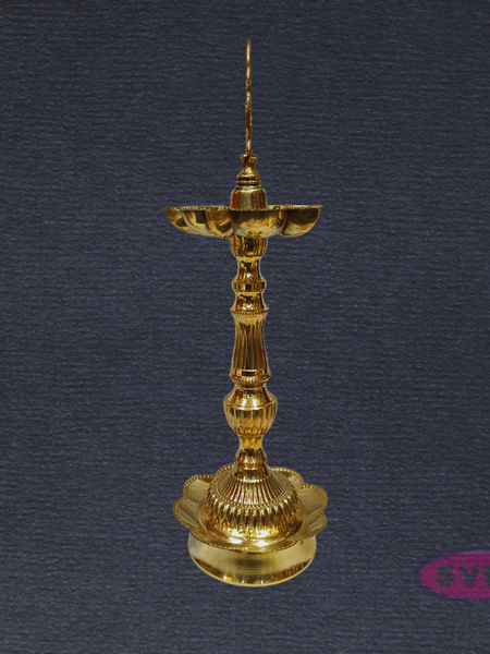 Handcrafted Brass Kuthu Vilakku with Lotus Base – Height 14 Inches