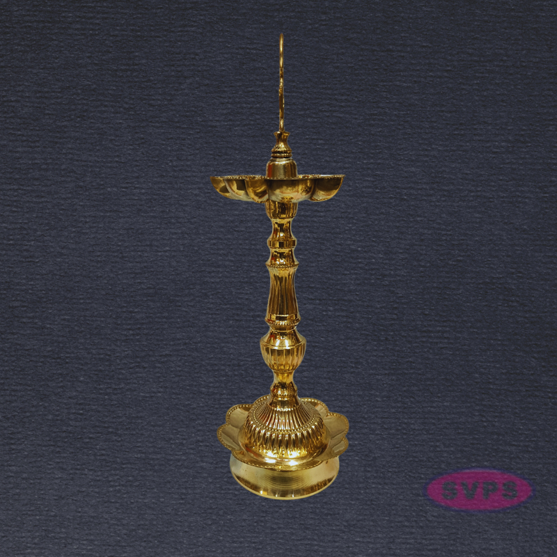Handcrafted Brass Kuthu Vilakku with Lotus Base – Height 14 Inches