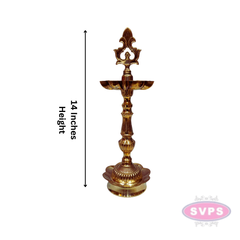 Handcrafted Brass Kuthu Vilakku with Lotus Base – Height 14 Inches