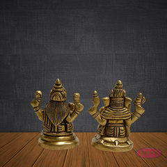 Brass Lakshmi Ganesh Idol Set – Handcrafted Laxmi Ganpati Murti for Pooja
