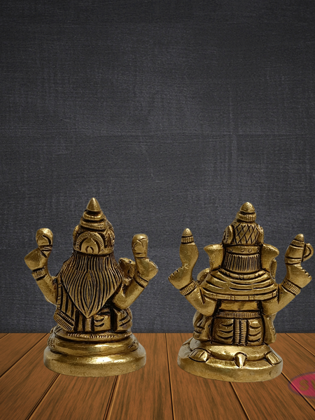Brass Lakshmi Ganesh Idol Set – Handcrafted Laxmi Ganpati Murti for Pooja