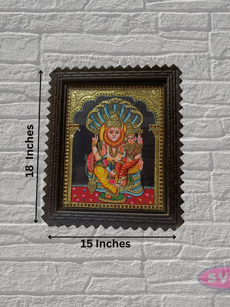 Sri Lakshmi Narasimha Tanjore Painting 18x15 Teak Wood Frame