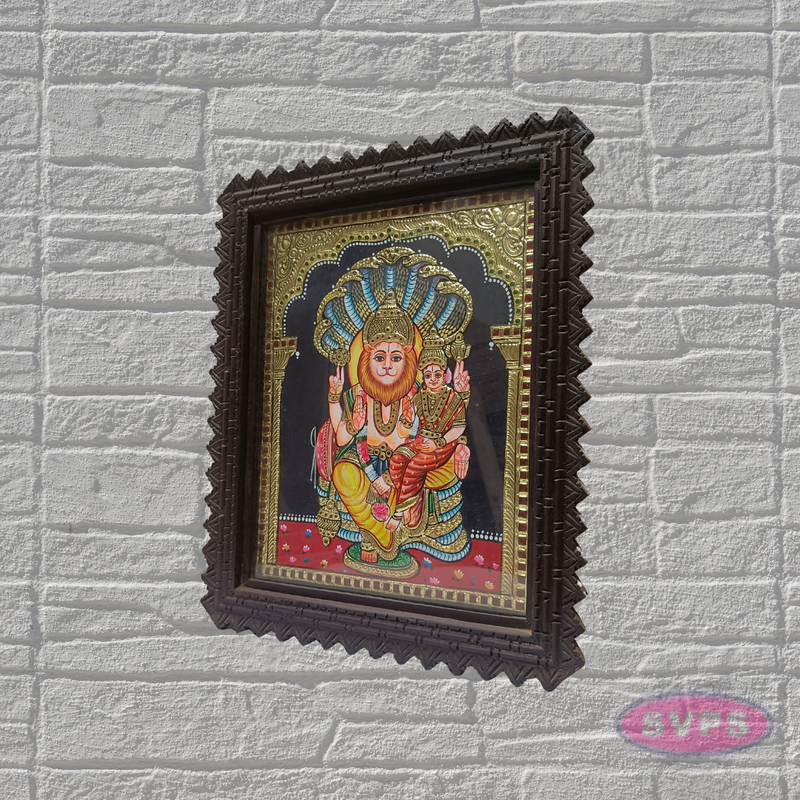 Sri Lakshmi Narasimha Tanjore Painting 18x15 Teak Wood Frame