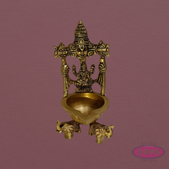 Handcrafted Brass Lakshmi Perumal Deepam with Elephant Base