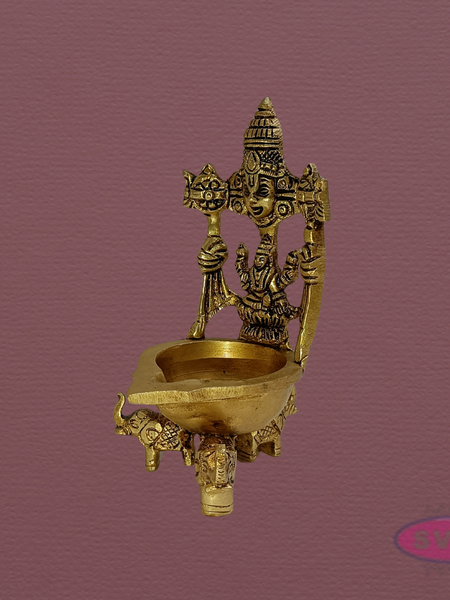 Handcrafted Brass Lakshmi Perumal Deepam with Elephant Base