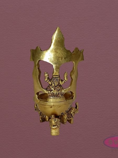 Handcrafted Brass Lakshmi Perumal Deepam with Elephant Base