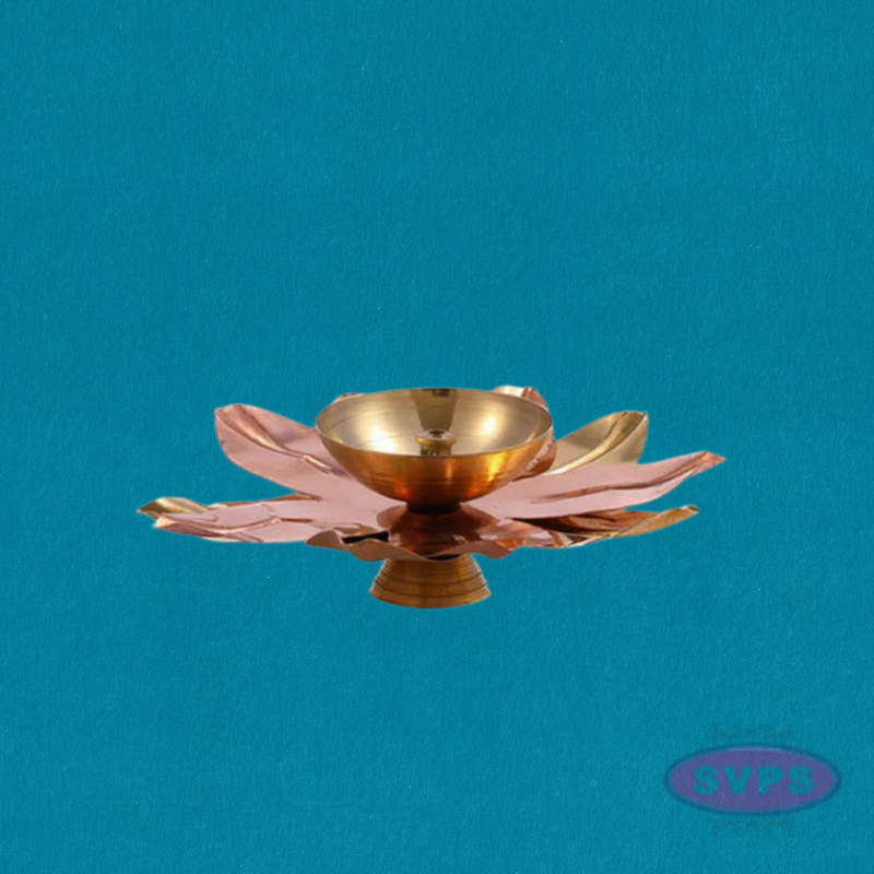 Handcrafted Brass & Copper Lotus Diya – Decorative Flower Shaped Oil Lamp for Pooja and Home Décor