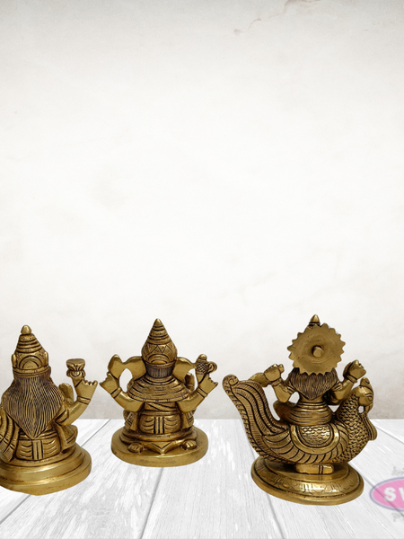 Brass Lakshmi Ganesha Saraswati Idols – Auspicious Gift