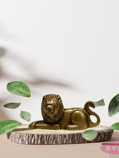 Mini Brass Lion Idol 1.5 Inch – Antique Finish Showpiece