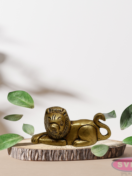 Mini Brass Lion Idol 1.5 Inch – Antique Finish Showpiece