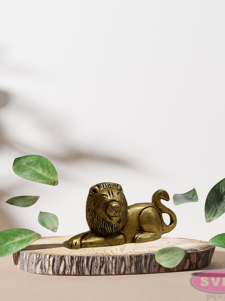 Mini Brass Lion Idol 1.5 Inch – Antique Finish Showpiece