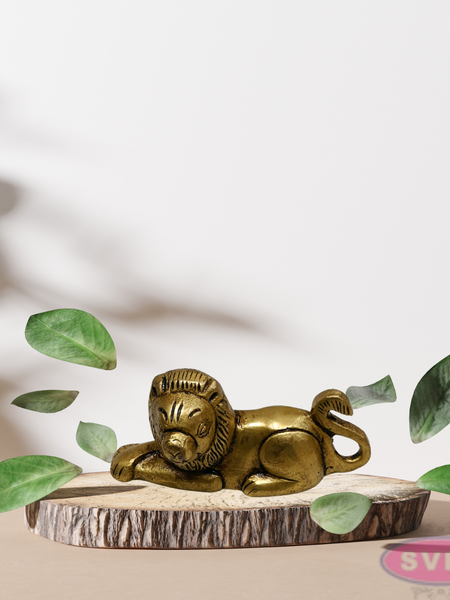 Mini Brass Lion Idol 1.5 Inch – Antique Finish Showpiece