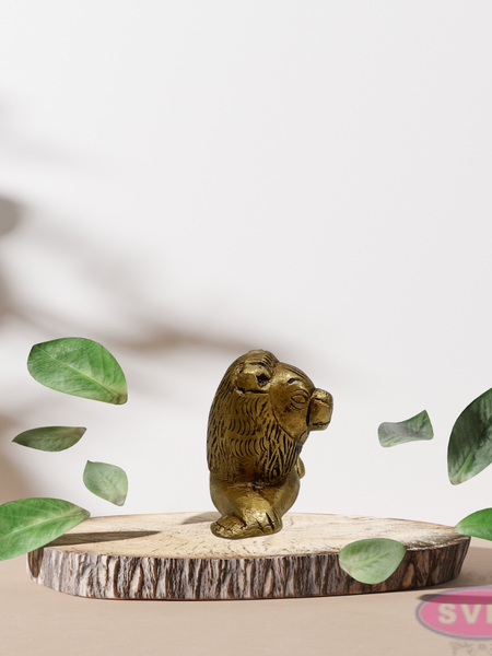 Mini Brass Lion Idol 1.5 Inch – Antique Finish Showpiece