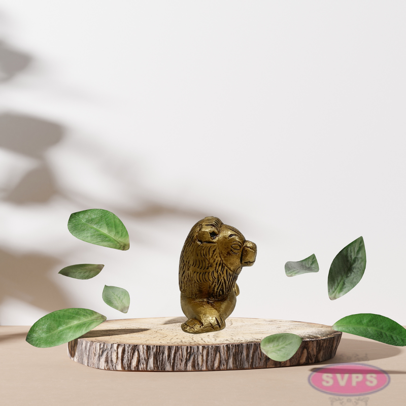 Mini Brass Lion Idol 1.5 Inch – Antique Finish Showpiece