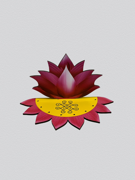 Decorative Wooden Lotus Base with Stand for Pooja & Spiritual Decor