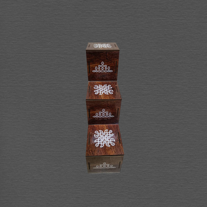 Wooden 3 Step Lamp Stand for Pooja Room – Traditional Decorative Deepam Holder