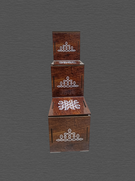 Wooden 3 Step Lamp Stand for Pooja Room – Traditional Decorative Deepam Holder