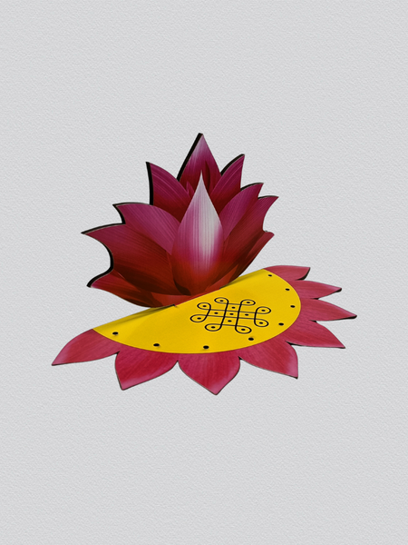 Decorative Wooden Lotus Base with Stand for Pooja & Spiritual Decor