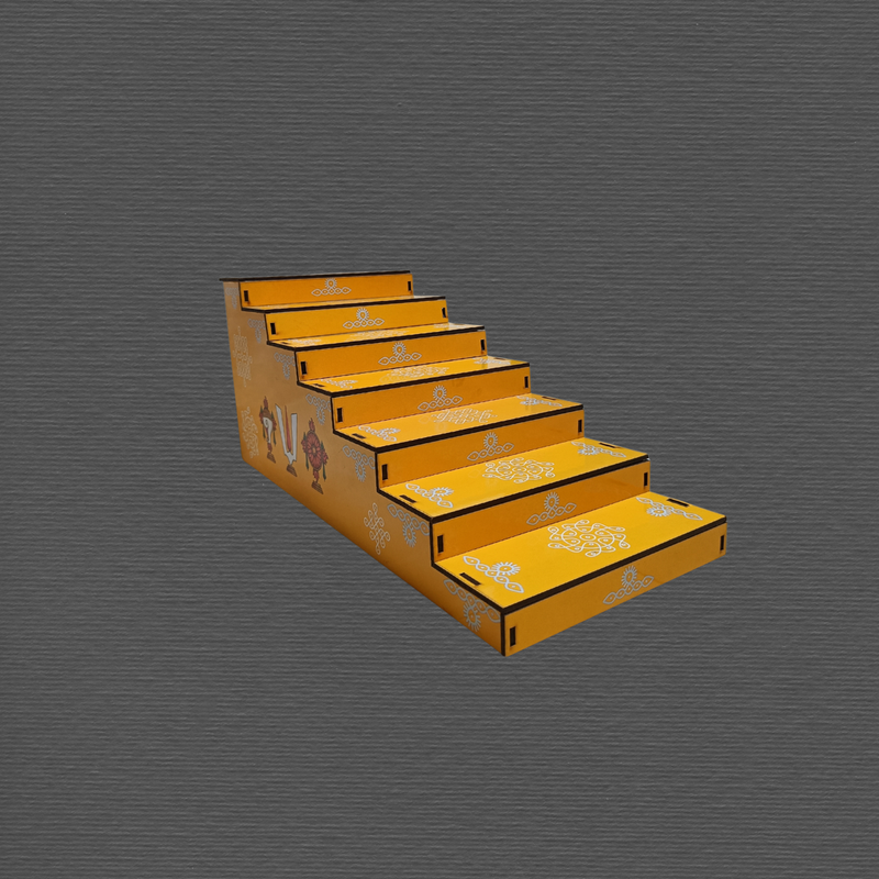 Wooden 7 Steps Golu Padi Stand for Navaratri Festival Decoration