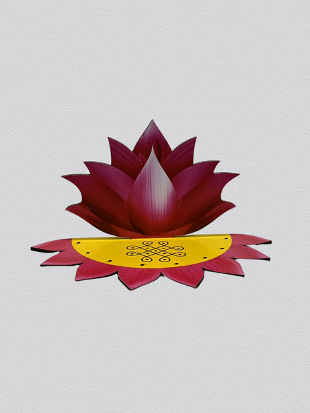 Decorative Wooden Lotus Base with Stand for Pooja & Spiritual Decor