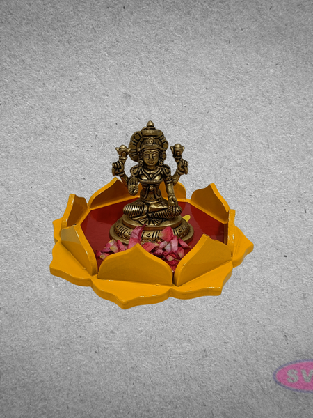 Handmade Lotus Shape Wooden Peetam for Home Temple Decoration