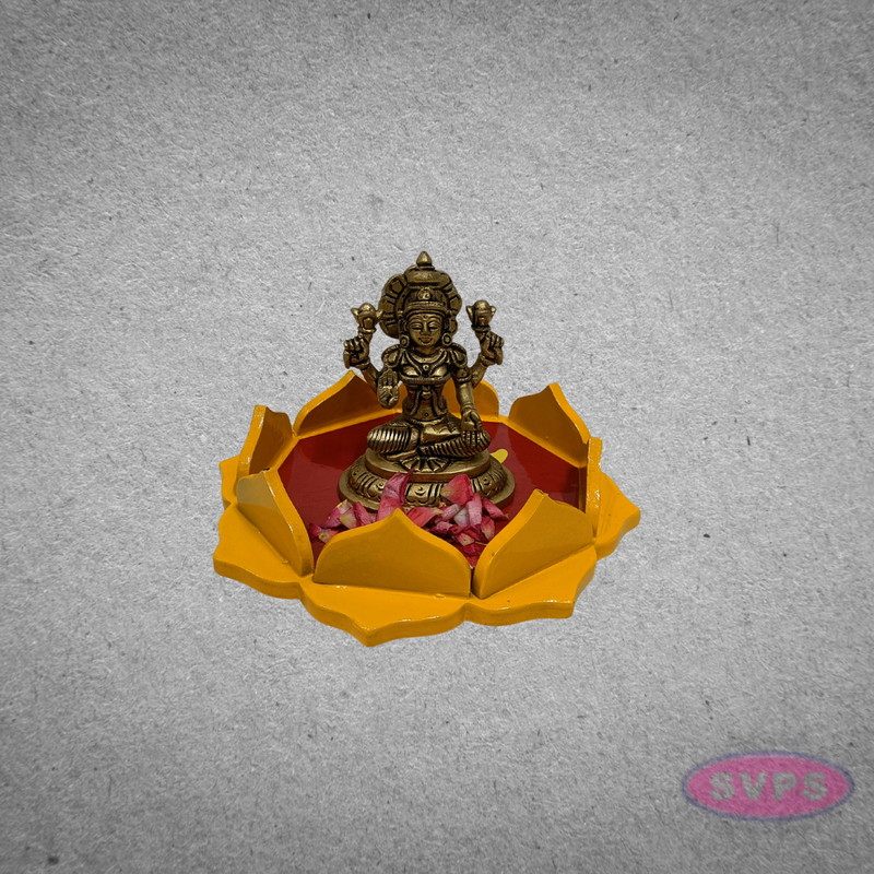 Handmade Lotus Shape Wooden Peetam for Home Temple Decoration