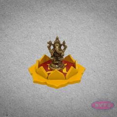 Wooden Lotus Puja Stand with Swastik Symbol – Decorative Spiritual Base for Diyas & Idols