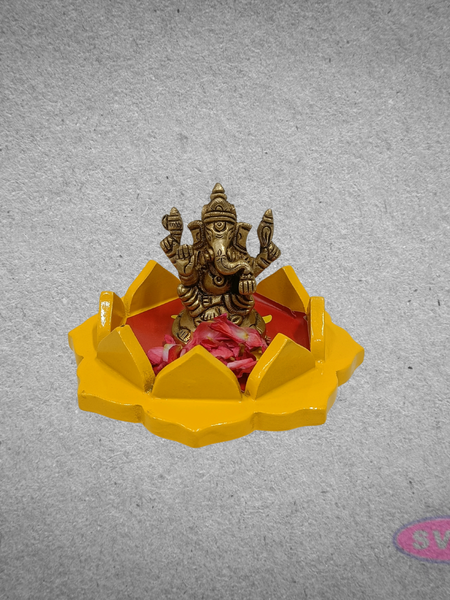 Wooden Lotus Deepam Stand for Puja & Home Decor