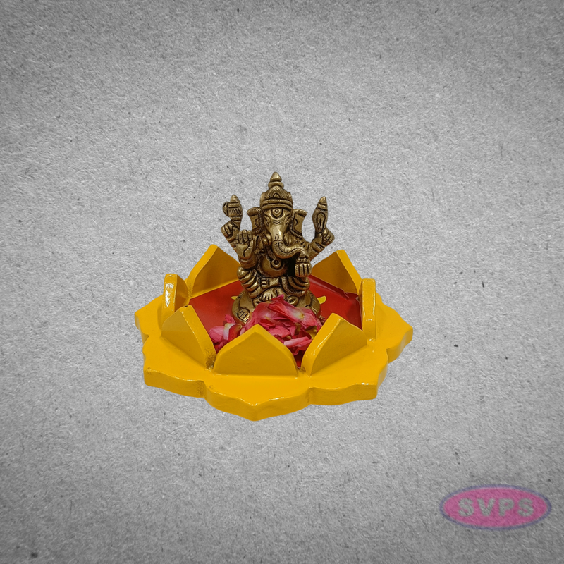 Wooden Lotus Deepam Stand for Puja & Home Decor