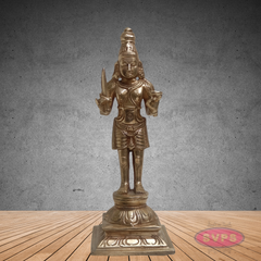 Madurai Veeran Panchalogha Idol – Samapada-Sthanaka Pose Village Guardian Statue for Pooja