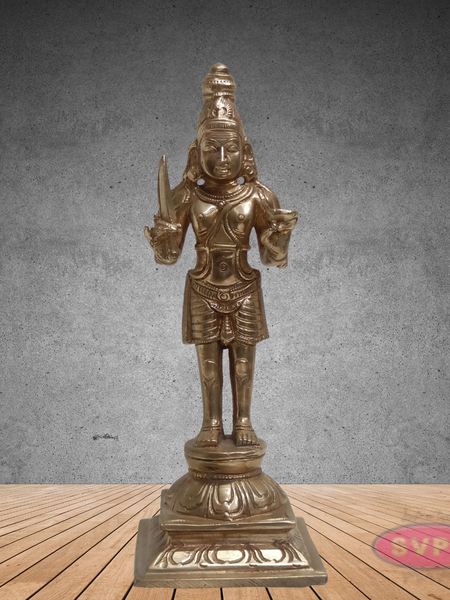 Madurai Veeran Panchalogha Idol – Samapada-Sthanaka Pose Village Guardian Statue for Pooja