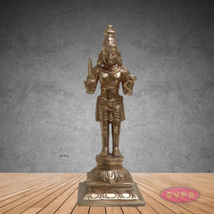 Madurai Veeran Panchalogha Idol – Samapada-Sthanaka Pose Village Guardian Statue for Pooja
