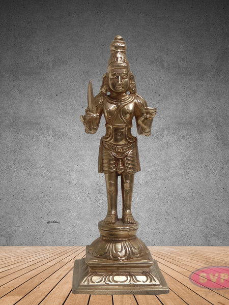 Madurai Veeran Panchalogha Idol – Samapada-Sthanaka Pose Village Guardian Statue for Pooja