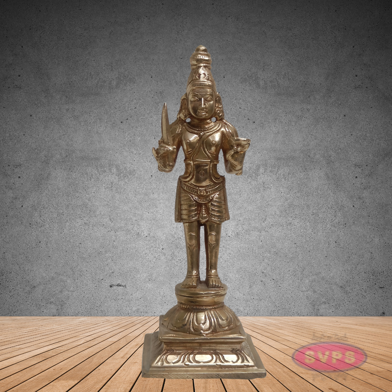 Madurai Veeran Panchalogha Idol – Samapada-Sthanaka Pose Village Guardian Statue for Pooja