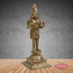 Madurai Veeran Panchalogha Idol – Samapada-Sthanaka Pose Village Guardian Statue for Pooja