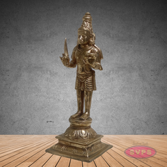 Madurai Veeran Panchalogha Idol – Samapada-Sthanaka Pose Village Guardian Statue for Pooja