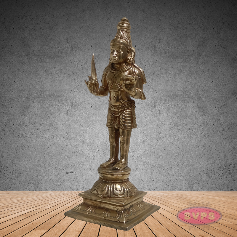 Madurai Veeran Panchalogha Idol – Samapada-Sthanaka Pose Village Guardian Statue for Pooja