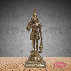 Madurai Veeran Panchalogha Idol – Samapada-Sthanaka Pose Village Guardian Statue for Pooja