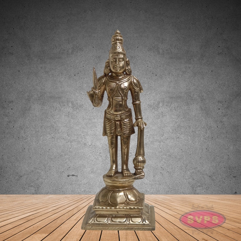 Madurai Veeran Panchalogha Idol – Samapada-Sthanaka Pose Village Guardian Statue for Pooja