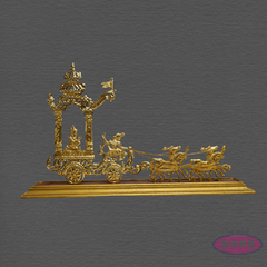 Brass Gold Coated Temple Chariot with Horses – Traditional Ther Showpiece
