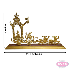 Brass Gold Coated Temple Chariot with Horses – Traditional Ther Showpiece