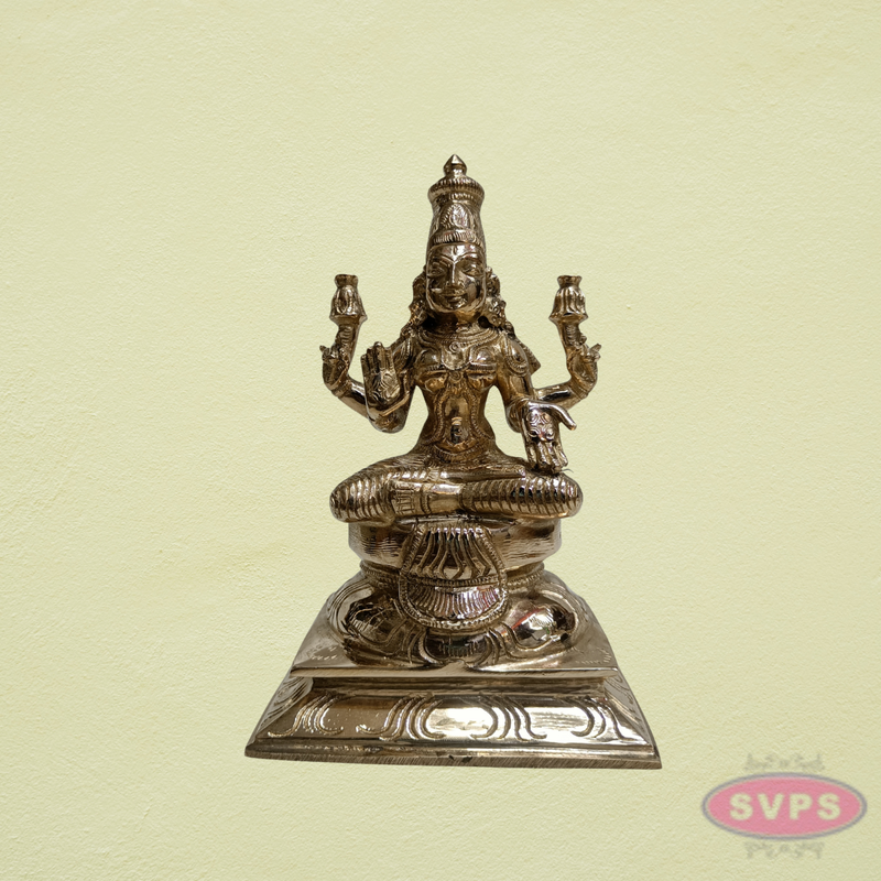 Panchalogham Goddess Mahalakshmi Idol on Lotus Pedestal – 7 Inch
