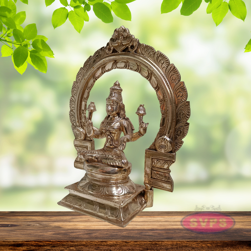 10 Inch Panchaloha Mahalakshmi Idol with Prabhavali – Traditional Pooja Statue